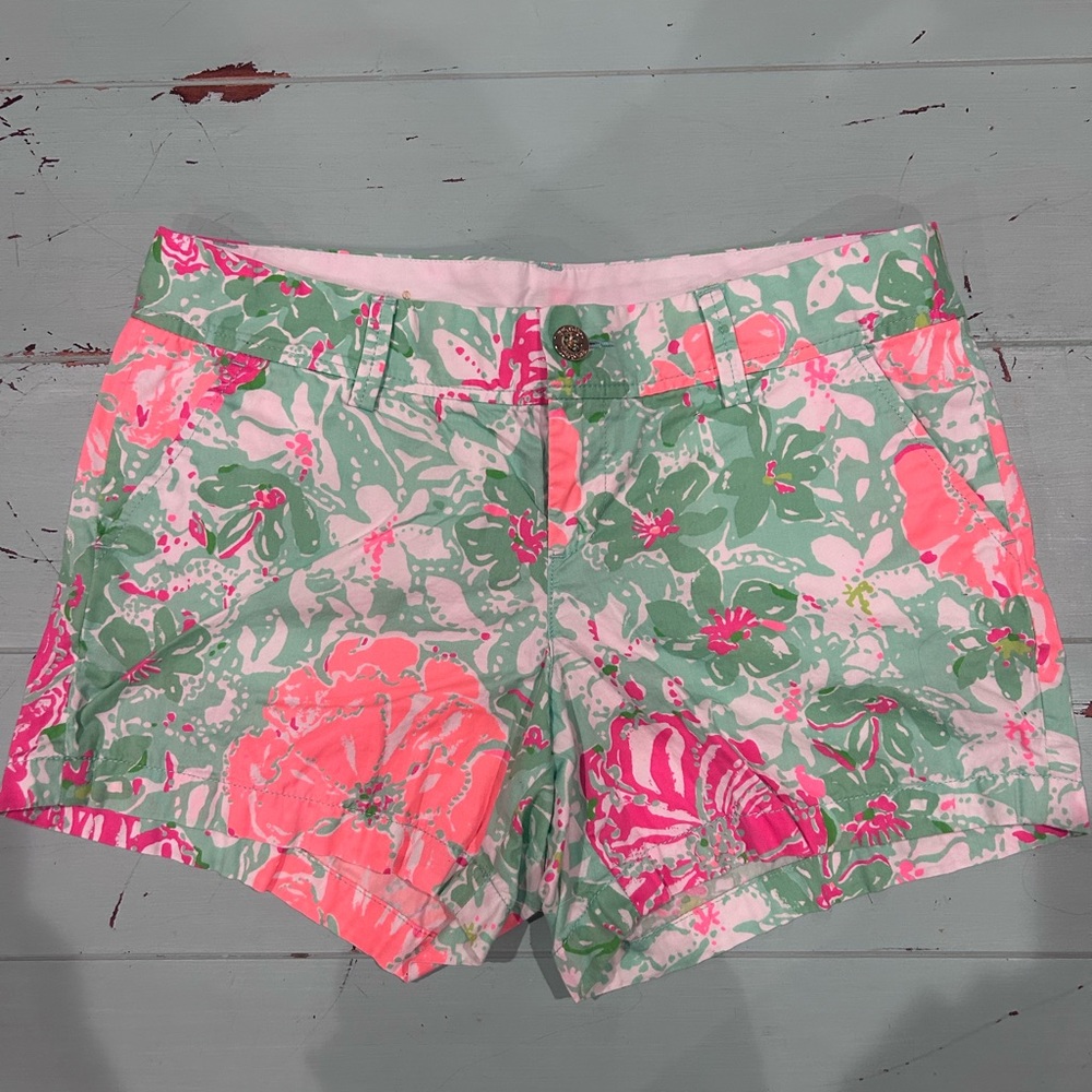 Lilly Pulitzer Women's Floral Print Shorts - Green and Pink